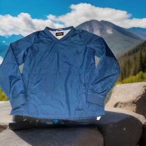 Cabelas Mens Long Sleeve V Neck Pullover Jacket‎ Blue Men medium wind breaker